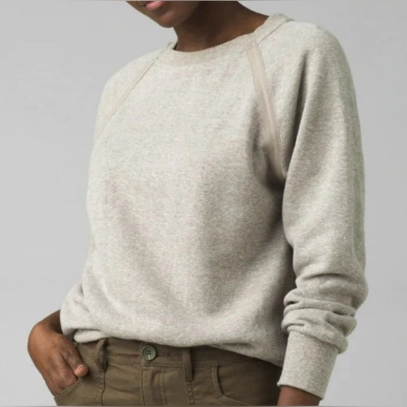 Prana Cozy Up Pullover Crewneck Sweatshirt - Oatmeal Heather 2X - Picture 1 of 7